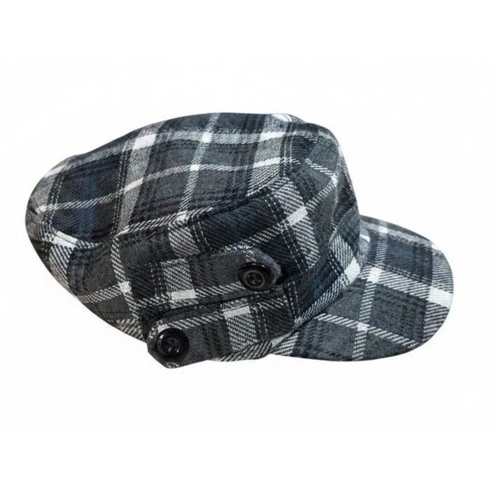 Scala Pronto Hat One Size Plaid Newsboy Cabbie Black White Baker Boy Vintage